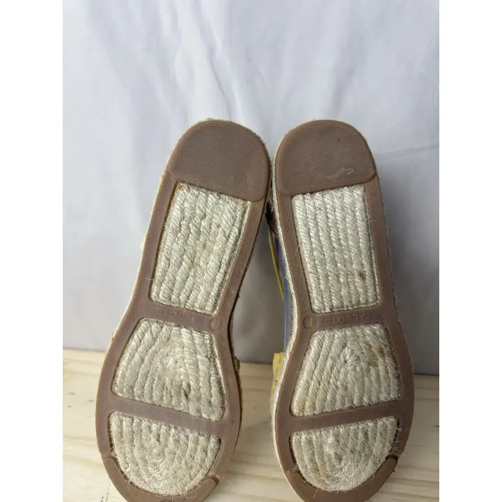 Talbots Womens Yellow Cactus Embroidered Espadrille Sandals Shoes Size 7.5 M